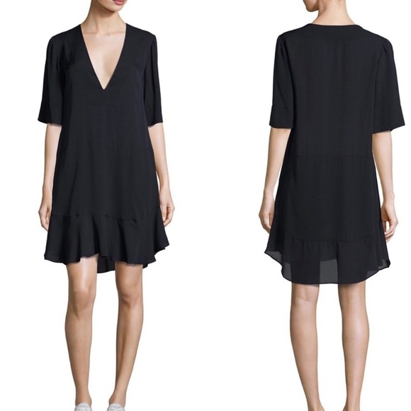 A.L.C. Delaney Short-Sleeve Silk Shift Dress Navy Blue Size 6 - Picture 1 of 10